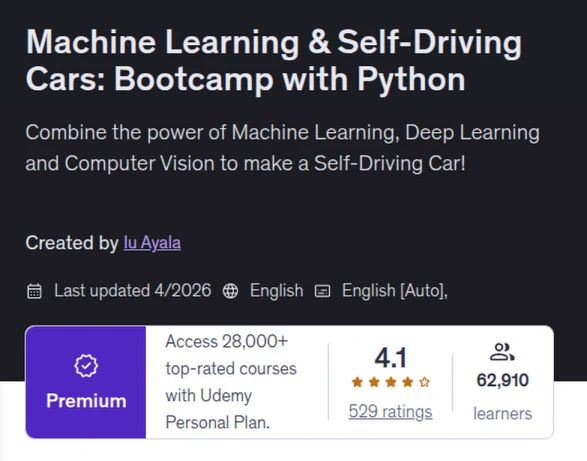 Self-Driving Cars Udemy course — 62,900+ learners